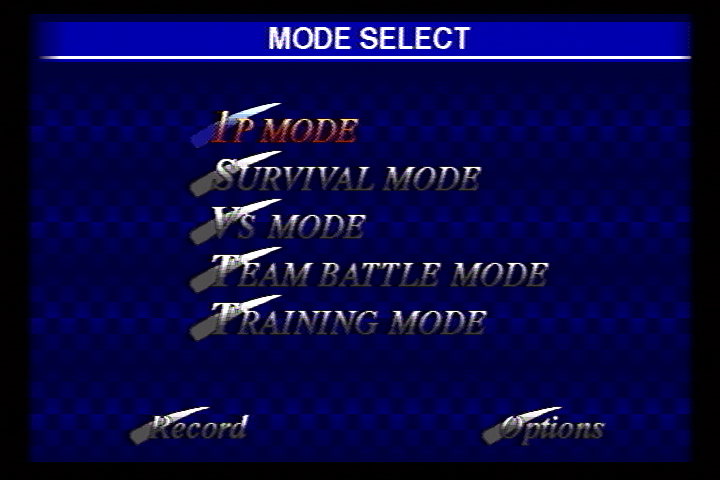 Fighters Megamix (SEGA Saturn) screenshot: Main Menu