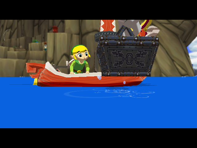 The Legend of Zelda: The Wind Waker (GameCube) screenshot: Using treasure maps you can find treasure, hidden in the depths of the sea.