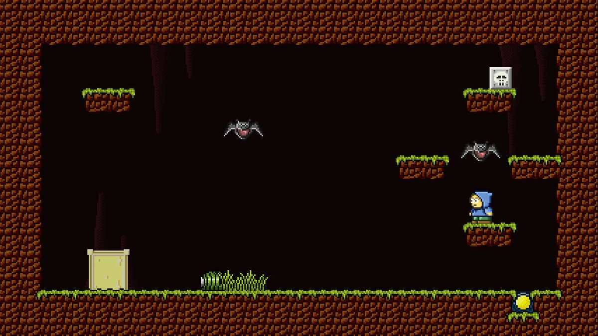 Alawishus Pixel (Xbox 360) screenshot: The bats swoop down at you from above.