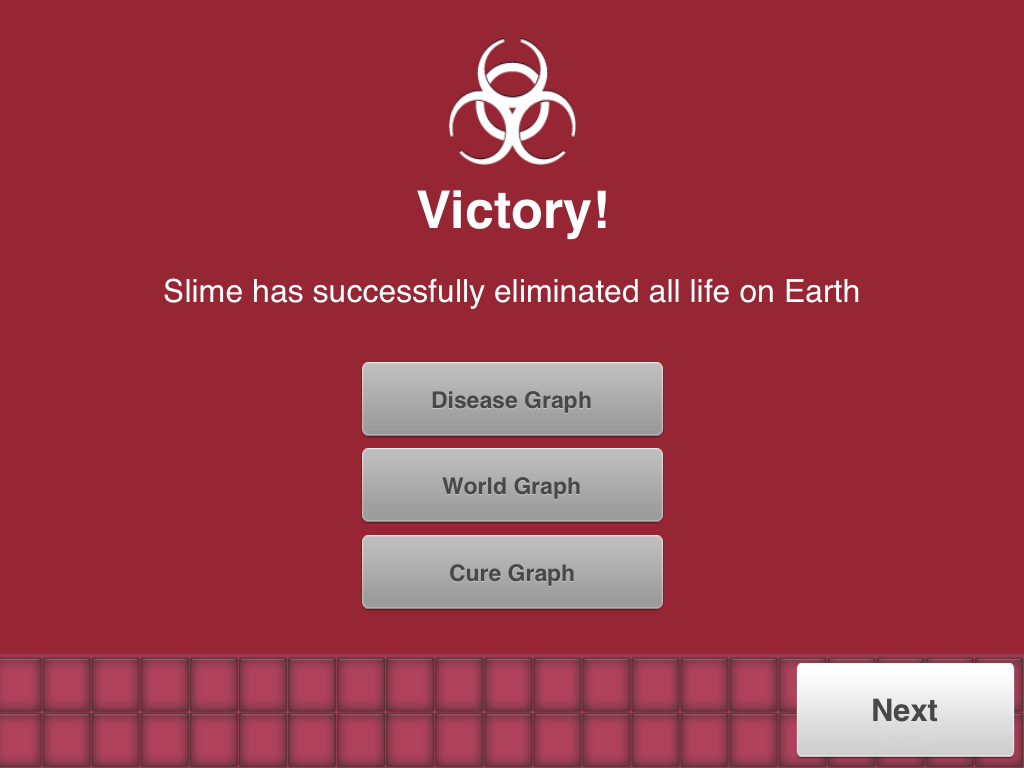 Plague Inc. (iPad) screenshot: Victory screen