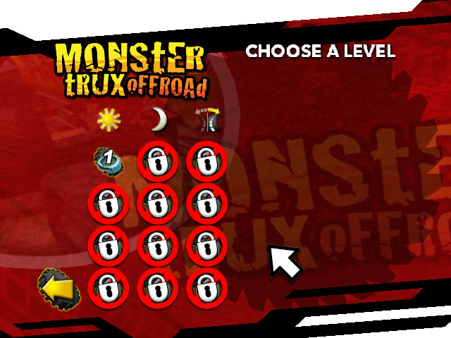 Monster Trux Extreme: Offroad Edition (Windows) screenshot: Selecting a track for a single race or a time trial game.
