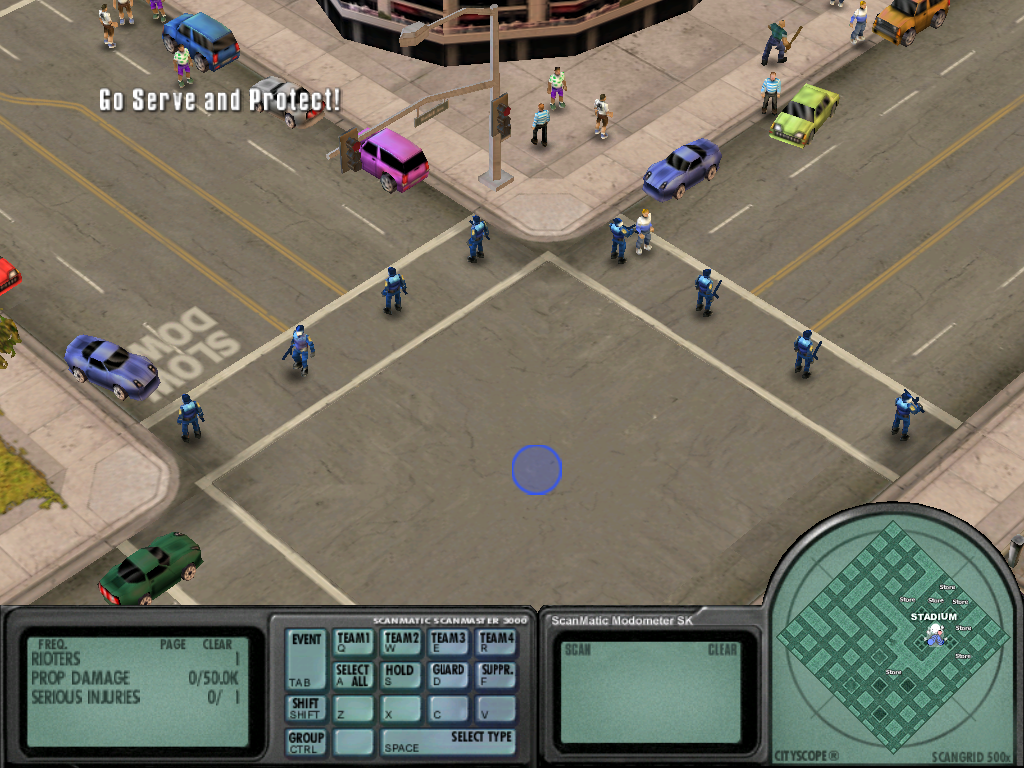 Riot Police (Windows) screenshot: Units dispatched