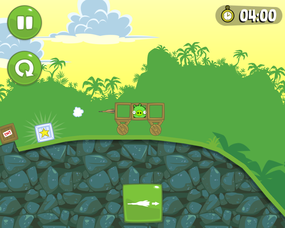 Bad Piggies (Windows) screenshot: Speeding towards the goal