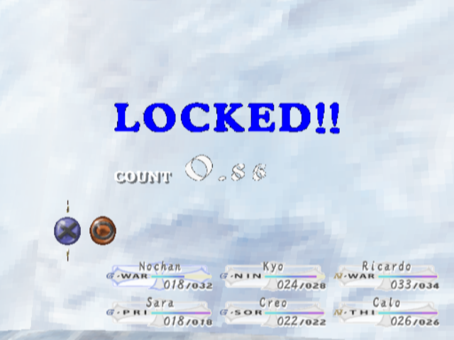 Wizardry: Tale of the Forsaken Land (PlayStation 2) screenshot: Some chests are locked and are lockpicked through a minigame.