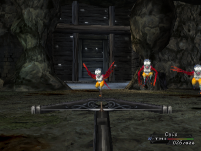 Wizardry: Tale of the Forsaken Land (PlayStation 2) screenshot: My thief is pretty deadly with a crossbow.