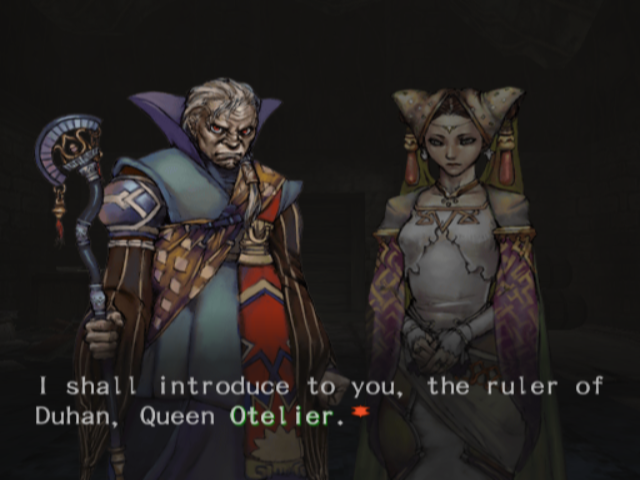Wizardry: Tale of the Forsaken Land (PlayStation 2) screenshot: Meeting the Queen of Duhan.