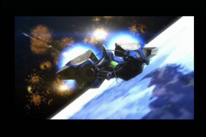 Thunder Force VI (PlayStation 2) screenshot: The Phoenix shows off in the opening cinematic.