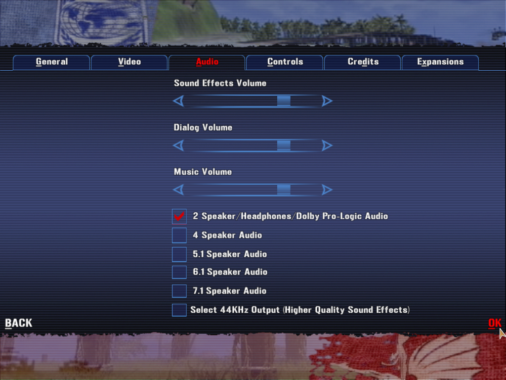 Joint Operations: Typhoon Rising (Windows) screenshot: Audio options