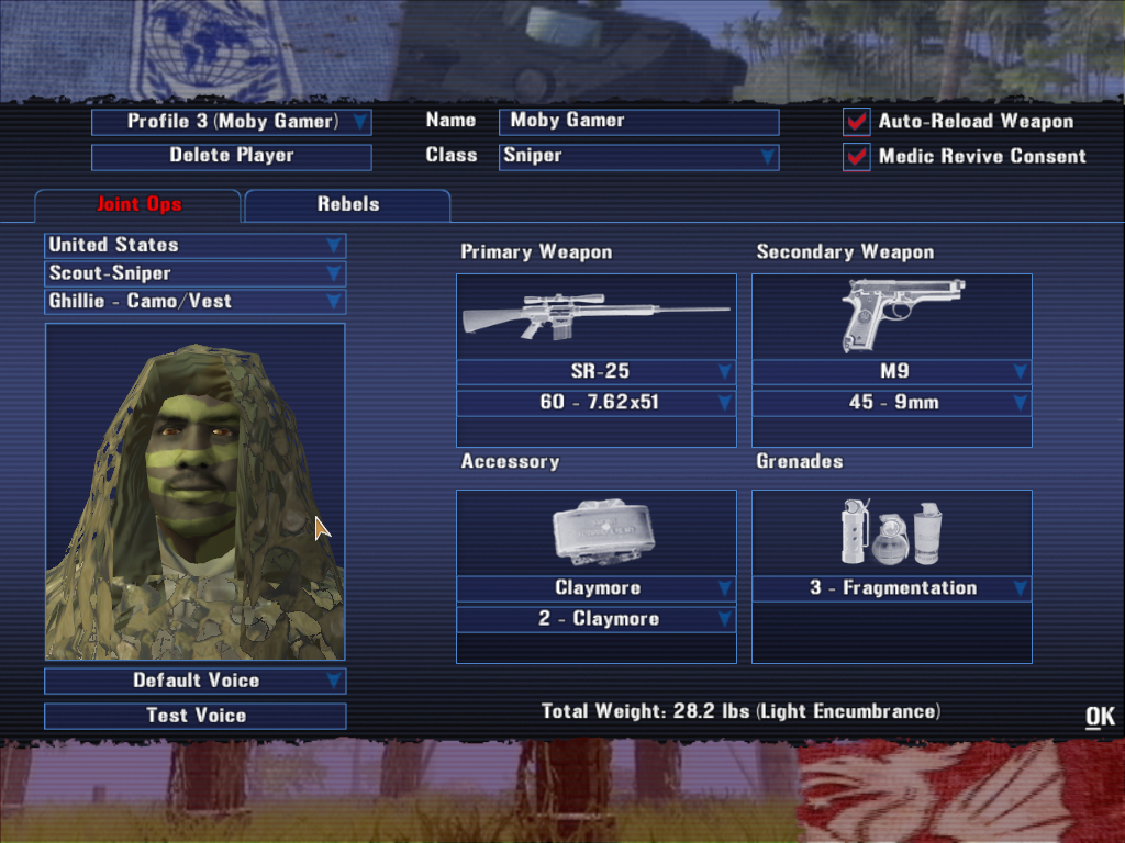 Joint Operations: Typhoon Rising (Windows) screenshot: Here is a male sniper of the Joint Ops team.