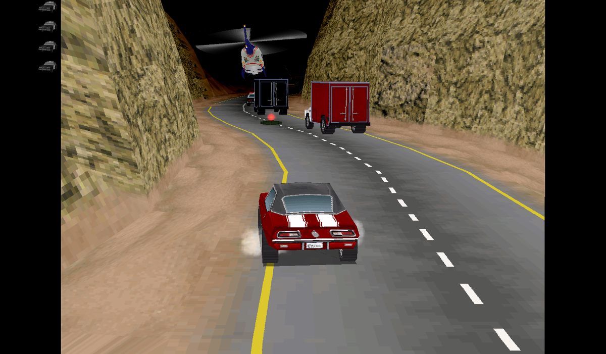 Burning Metal 3D (Browser) screenshot: Hunted by the police helicopter.