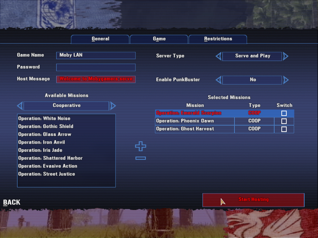 Joint Operations: Typhoon Rising (Windows) screenshot: You can have your own server, hosting on LAN or internet, with the maps included with the game, as well as with community made maps.