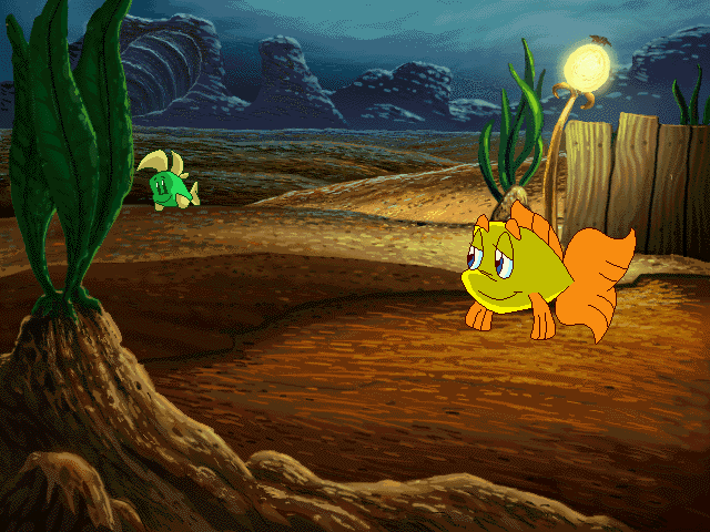 Freddi Fish and Luther's Maze Madness (Windows) screenshot: All went well... until Luther spilt the kelp seeds.