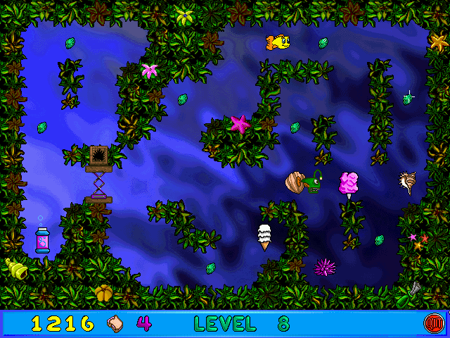 Freddi Fish and Luther's Maze Madness (Windows) screenshot: The background changes every fifth level.