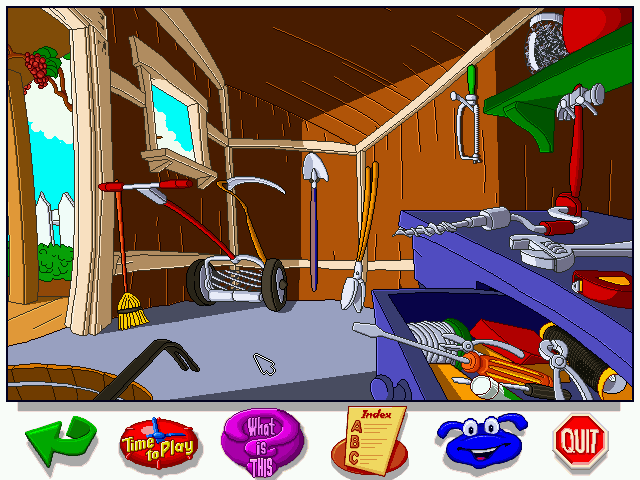 Let's Explore: The Farm - With Buzzy (Windows) screenshot: The farm's tool shed.