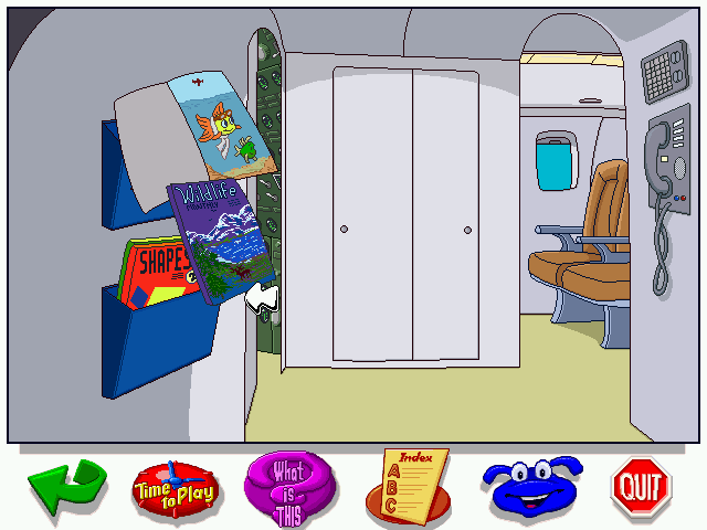 Let's Explore The Airport (Windows) screenshot: Another inter-game reference, this time to Freddi Fish games.