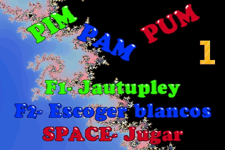 Pim-Pam-Pum (DOS) screenshot: Game menu