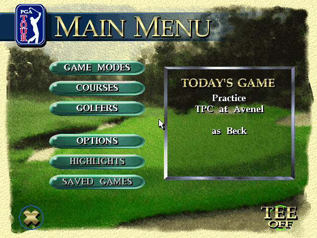 PGA Tour 96 (DOS) screenshot: Main menu