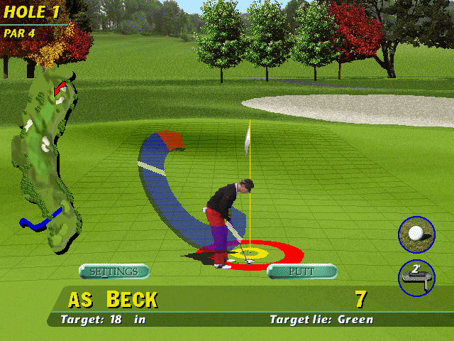 PGA Tour 96 (DOS) screenshot: Aiming the hole