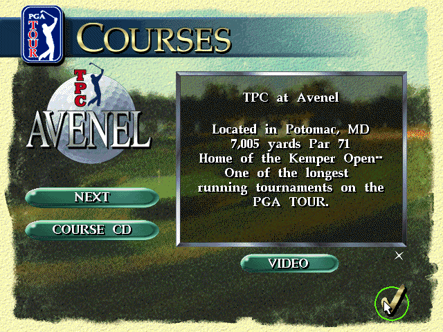 PGA Tour 96 (DOS) screenshot: Courses