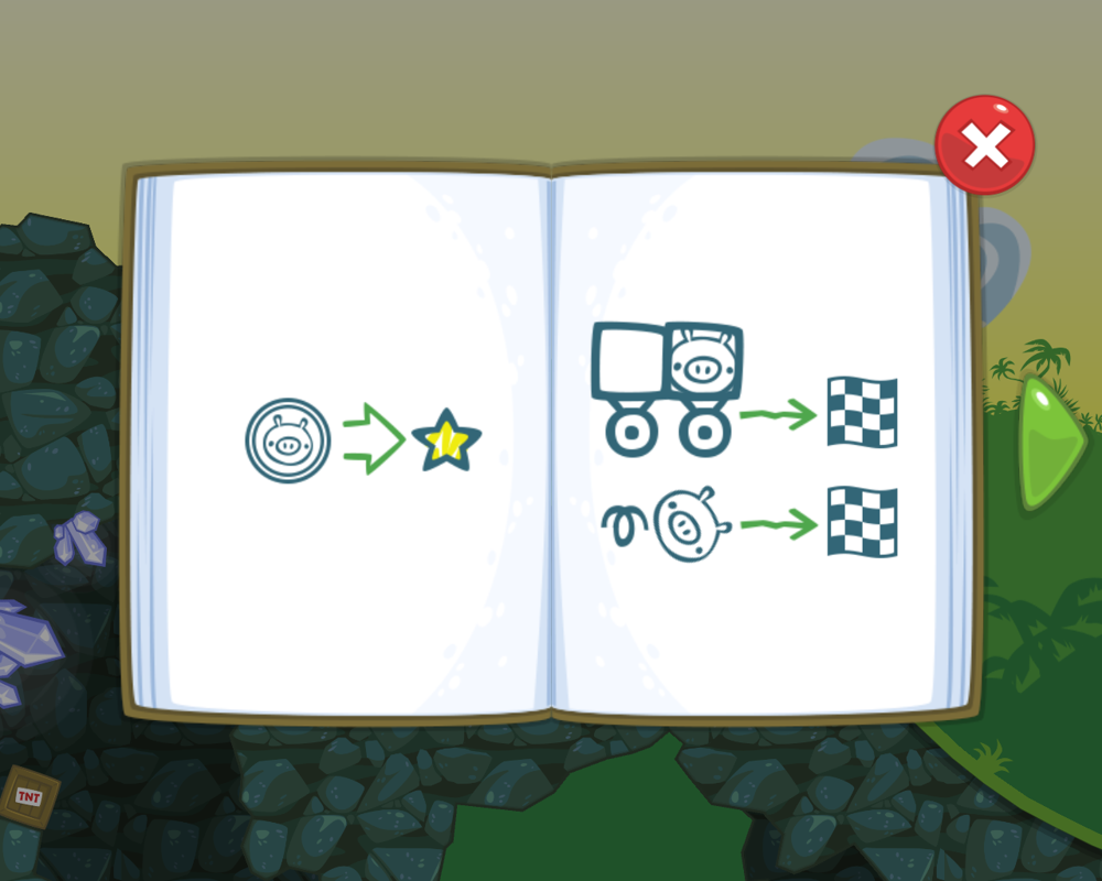 Bad Piggies (Windows) screenshot: Conditions for getting an optional star explained
