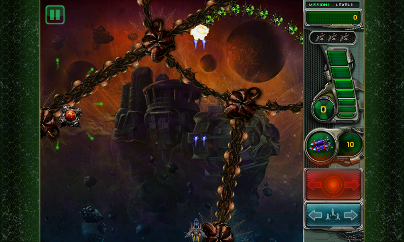 Star Defender 4 (Android) screenshot: Enemies getting shot down