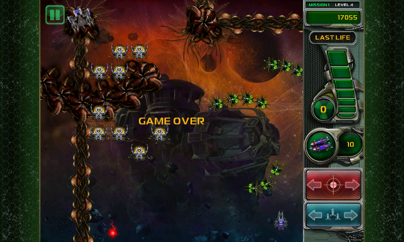 Star Defender 4 (Android) screenshot: Game over