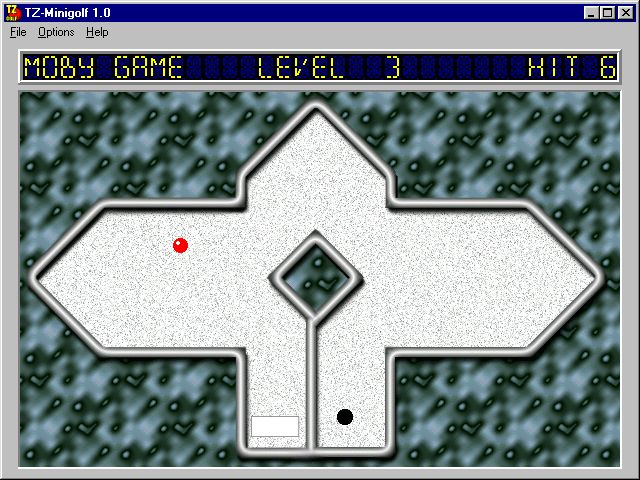 TZ-Minigolf (Windows 3.x) screenshot: Hole three is incredibly devious