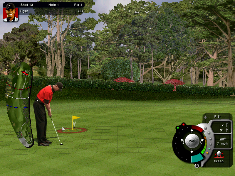 Tiger Woods 99 PGA Tour Golf (Windows) screenshot: Aiming the hole