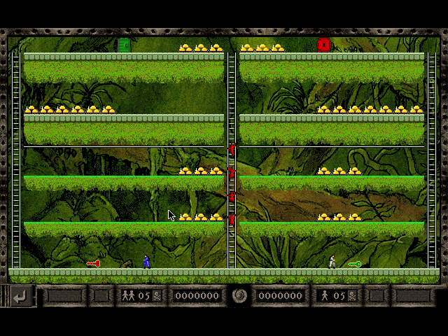 Lode Runner: The Legend Returns (DOS) screenshot: A two-player game