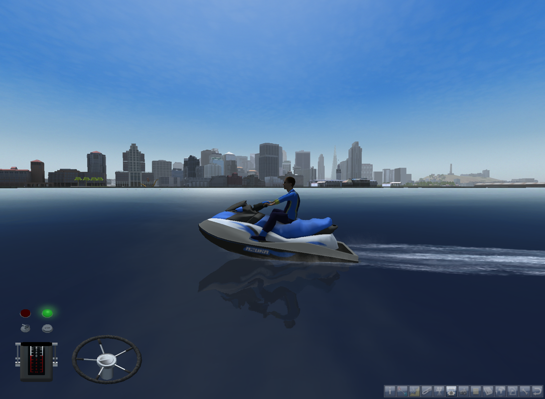 Ship Simulator 2008 (Windows) screenshot: The San Francisco city is well built up, but hard to visit as you have to stay on the water.