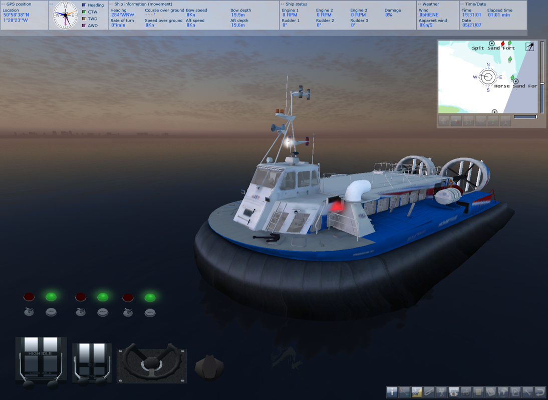 Ship Simulator 2008 (Windows) screenshot: This is the hovercraft ferry selected, the Freedom 90.