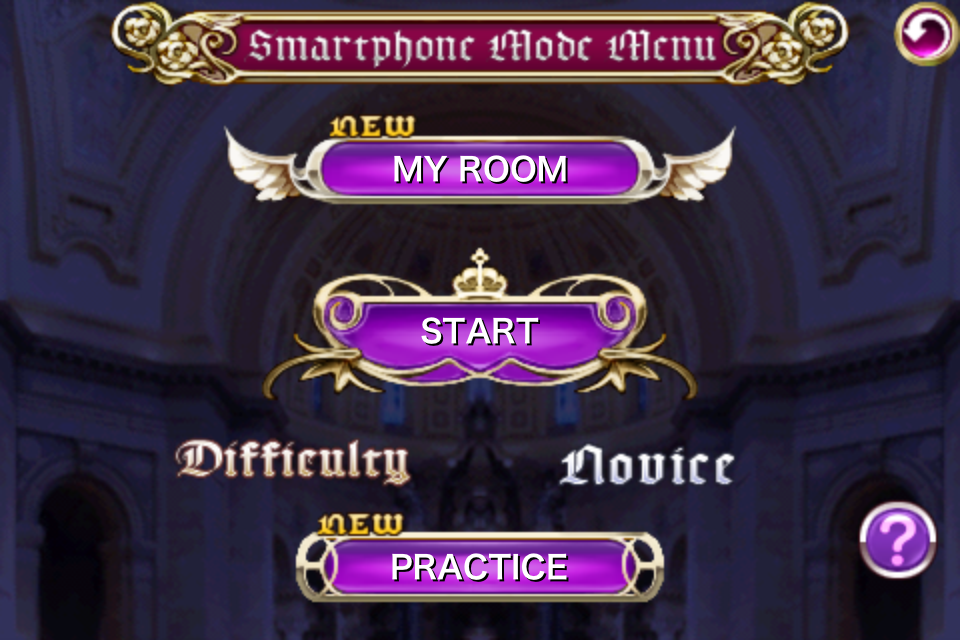 Deathsmiles (iPhone) screenshot: Choices in the smartphone mode
