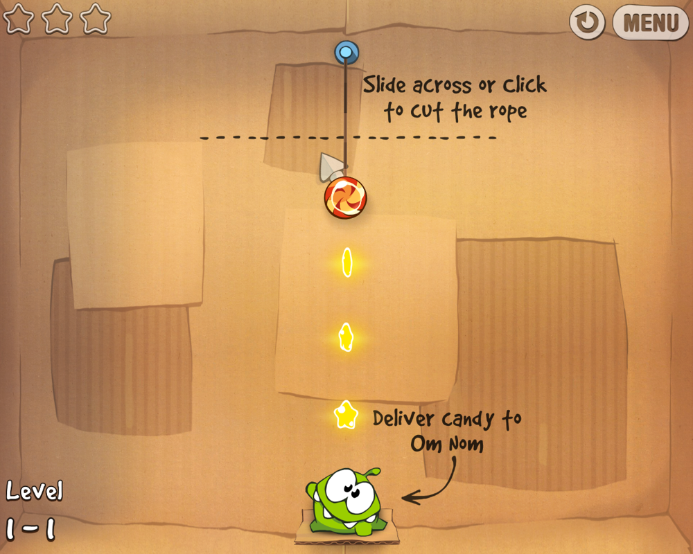 Cut the Rope (Windows) screenshot: Starting the game