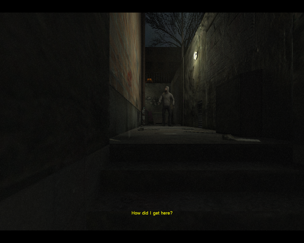 Cry of Fear (Windows) screenshot: After the incident Simon wakes up in a dark alley