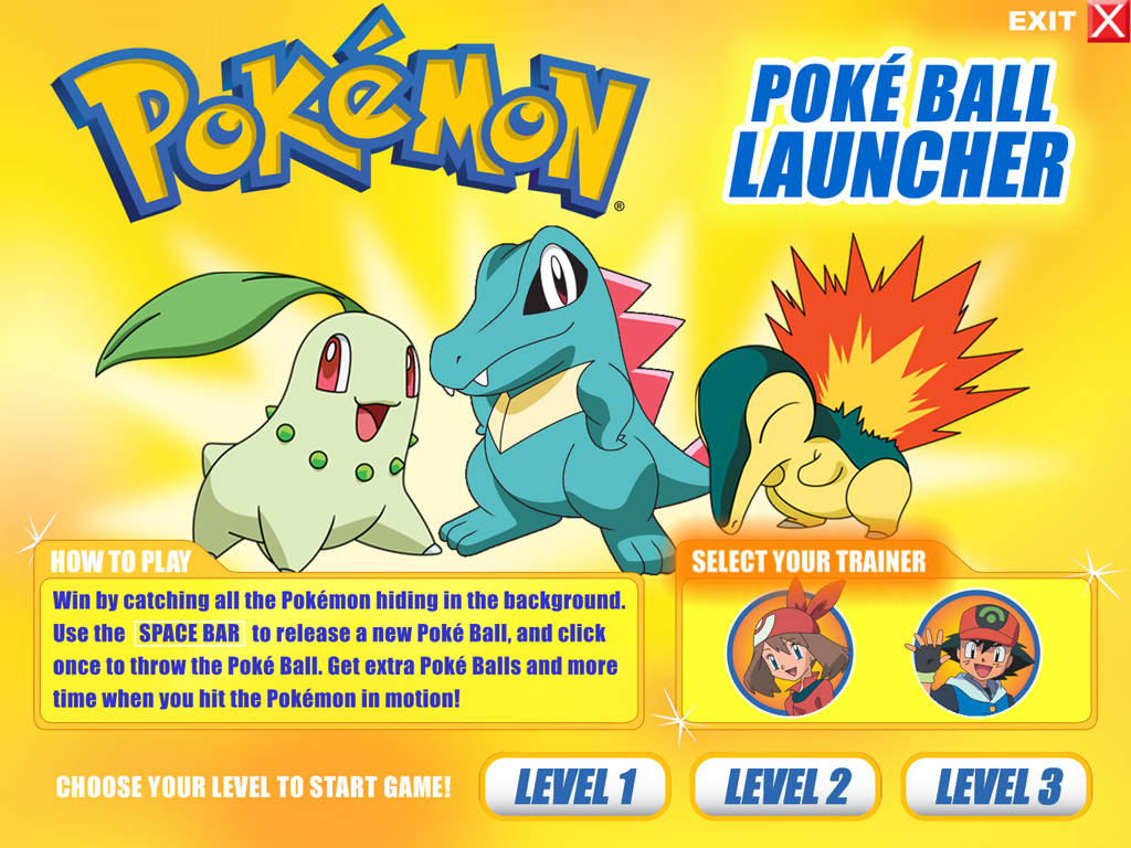 Pokémon: Poké Ball Launcher (Windows) screenshot: Game menu