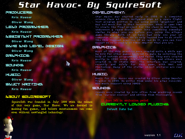 Star Havoc (Windows) screenshot: About the game