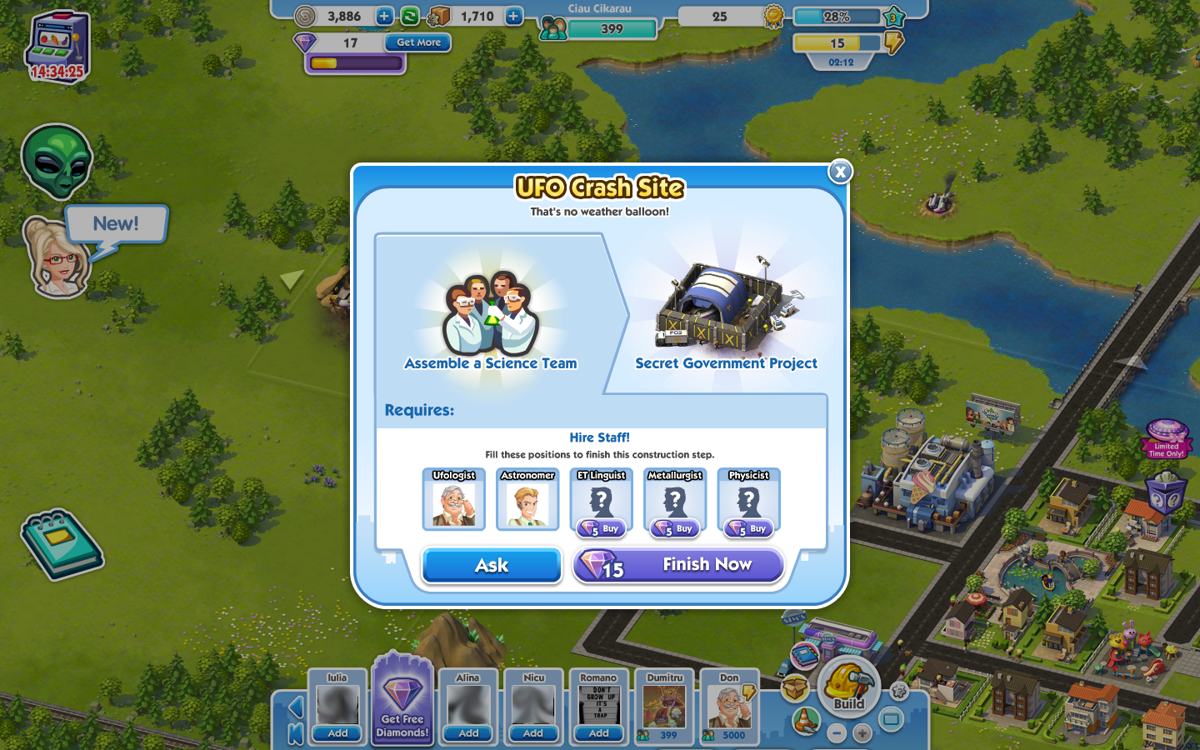 SimCity Social (Browser) screenshot: ET linguist? That's a new one.