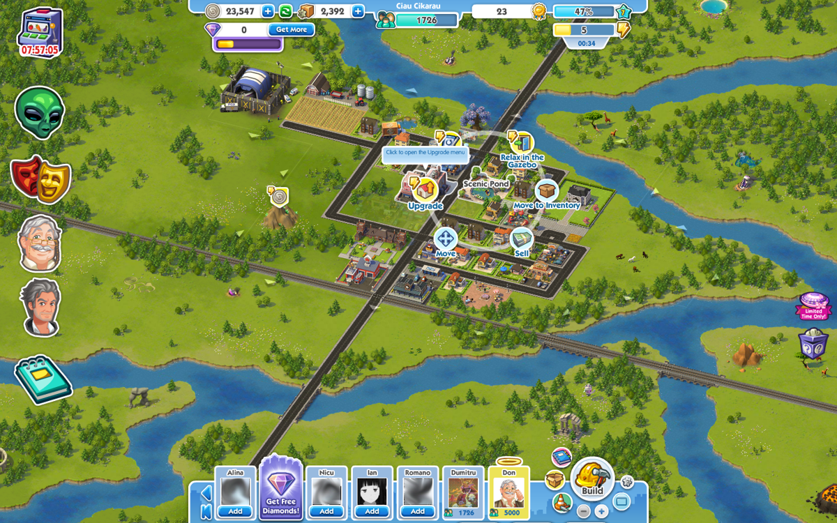SimCity Social (Browser) screenshot: You can interact with the structure in different ways.