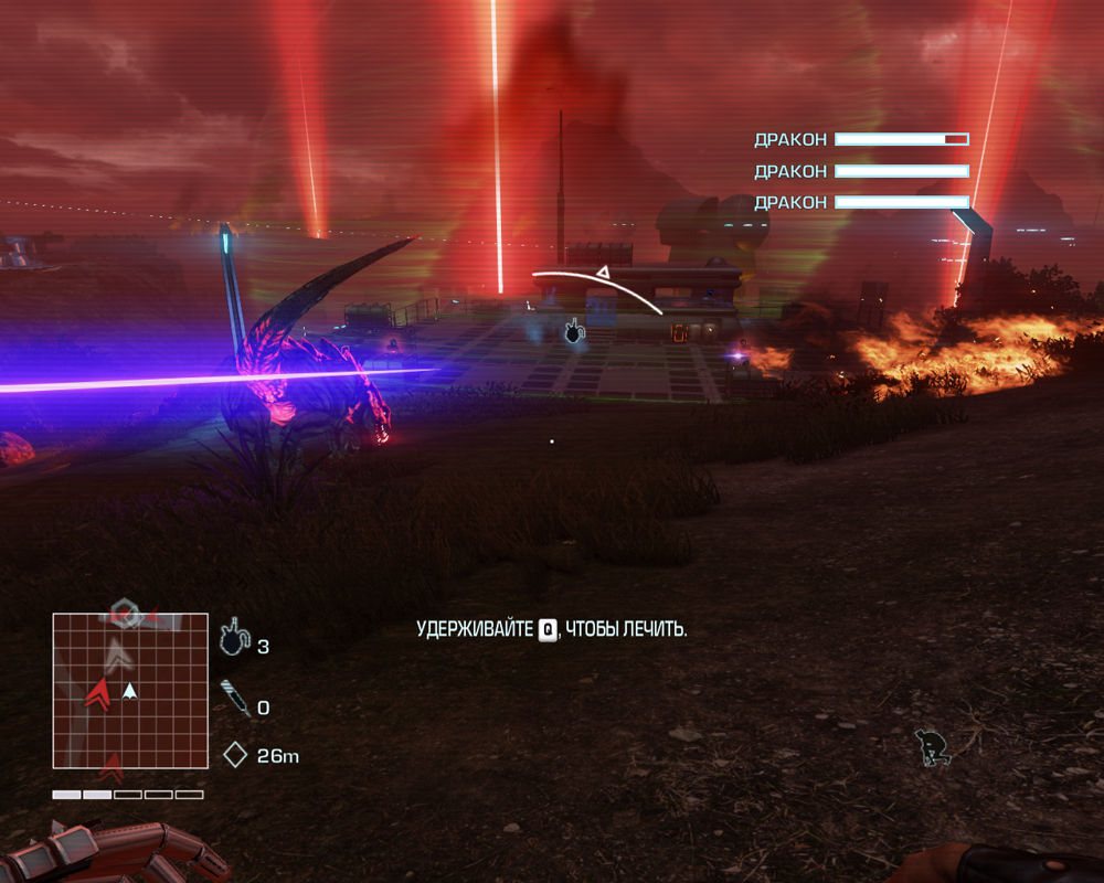 Far Cry 3: Blood Dragon (Windows) screenshot: You can lure a dragon onto enemy bases