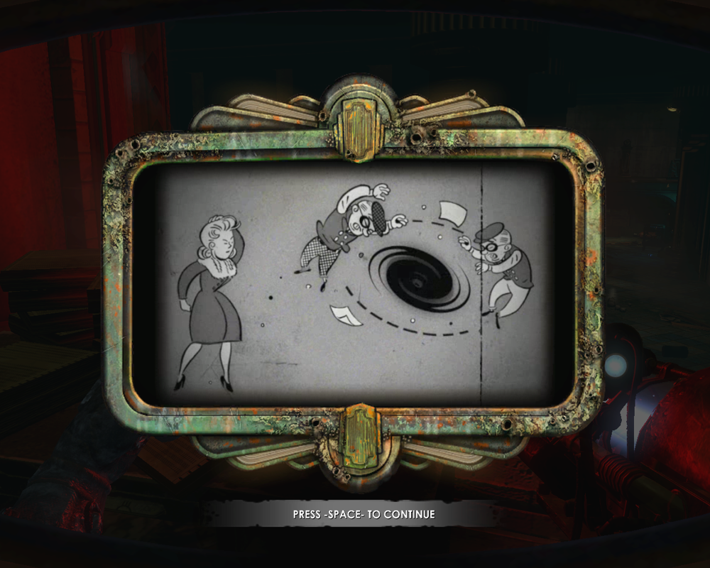 BioShock 2: Minerva's Den (Windows) screenshot: Introducing Gravity Well plasmid