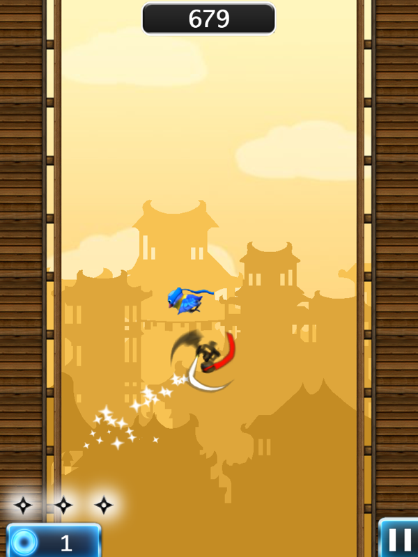 NinJump Deluxe (iPad) screenshot: Destroy 3 ninja stars to get a boost