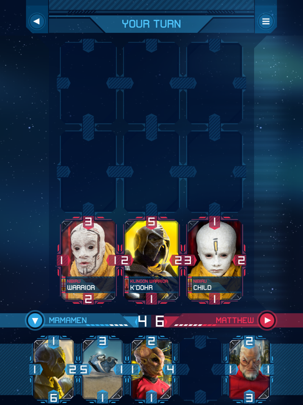 Star Trek: Rivals (iPad) screenshot: The opponent capture the the card back.