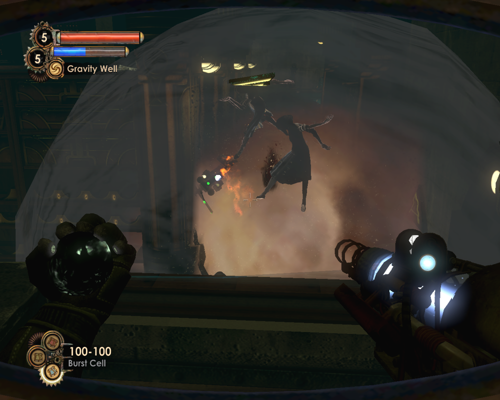 BioShock 2: Minerva's Den (Windows) screenshot: Gravity Well in action