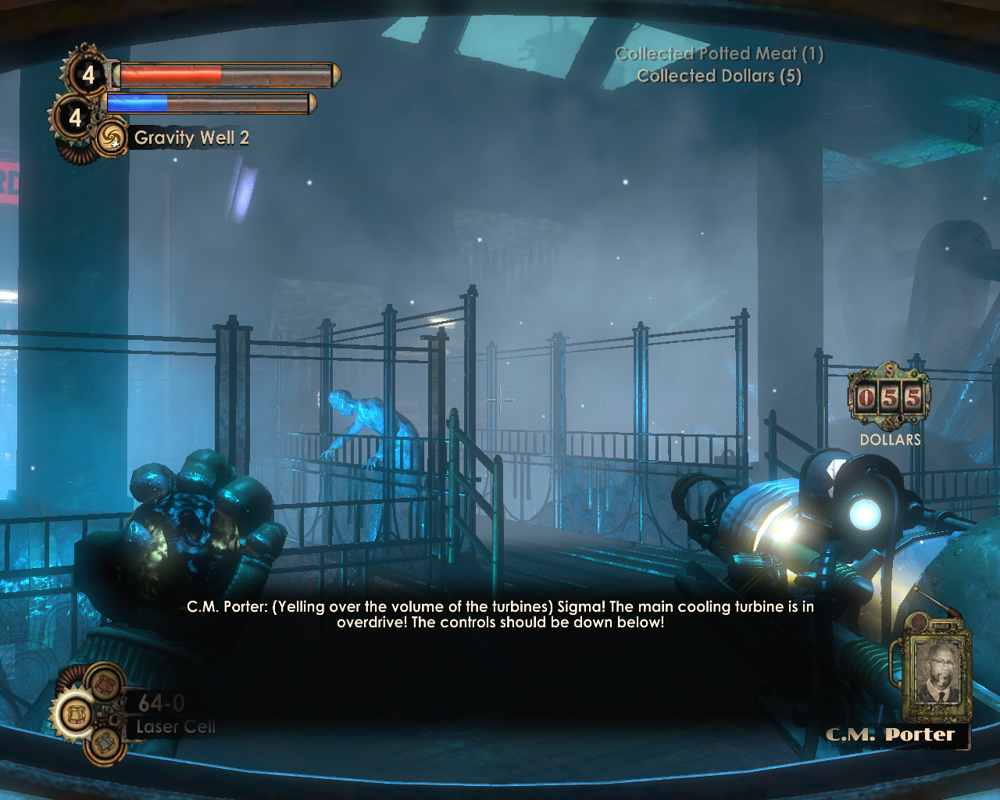 BioShock 2: Minerva's Den (Windows) screenshot: Chill wind and turbines