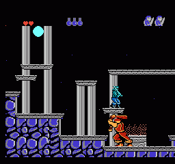 Challenge of the Dragon (NES) screenshot: Ha, the giant can't hit me here.