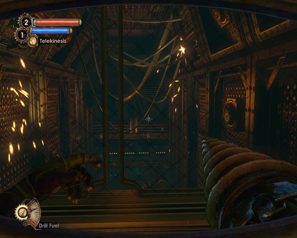BioShock 2: Minerva's Den (Windows) screenshot: Tons and tons of hardware