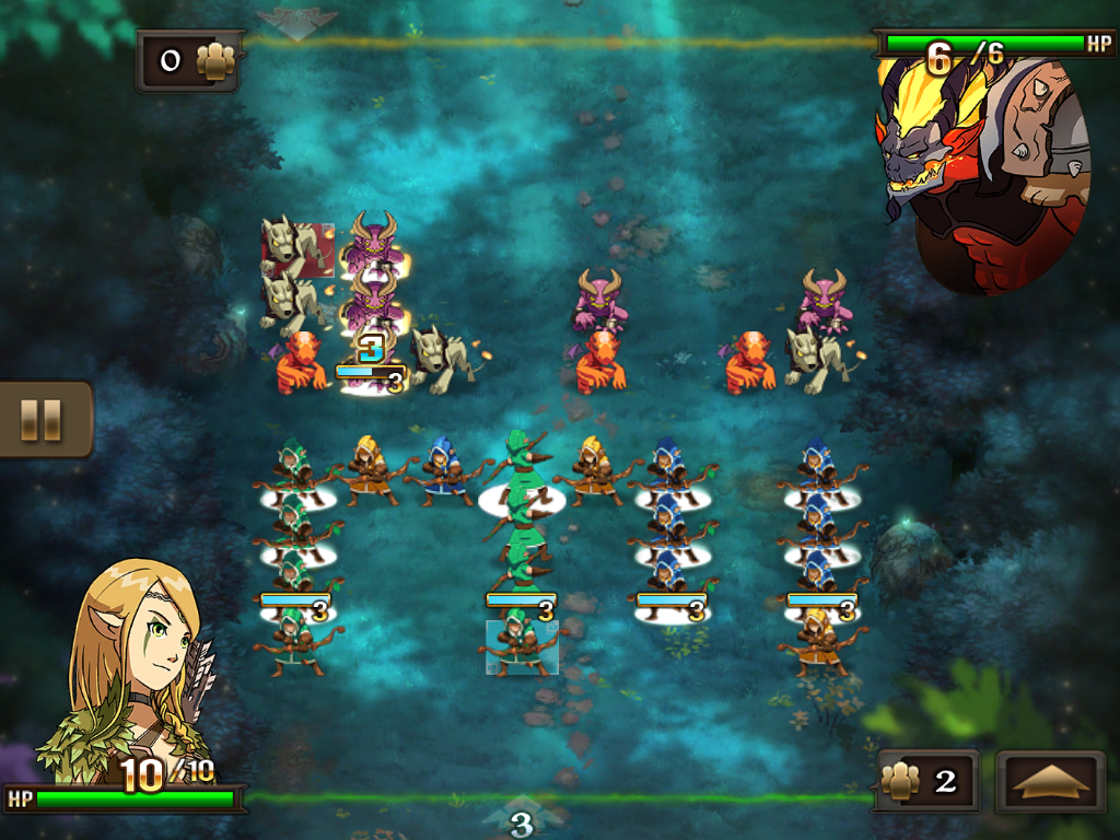 Might & Magic: Clash of Heroes (iPad) screenshot: 4 stacks ready to attack