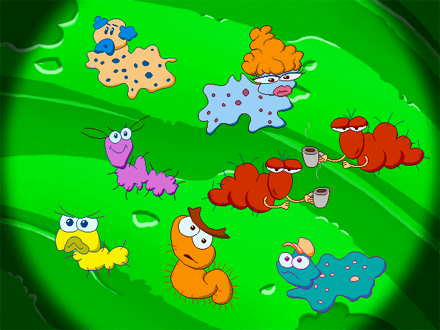 Freddi Fish 5: The Case of the Creature of Coral Cove (Windows) screenshot: Analysing the piece of sea cheese - a graphic example of "dirty hands diseases" ;)