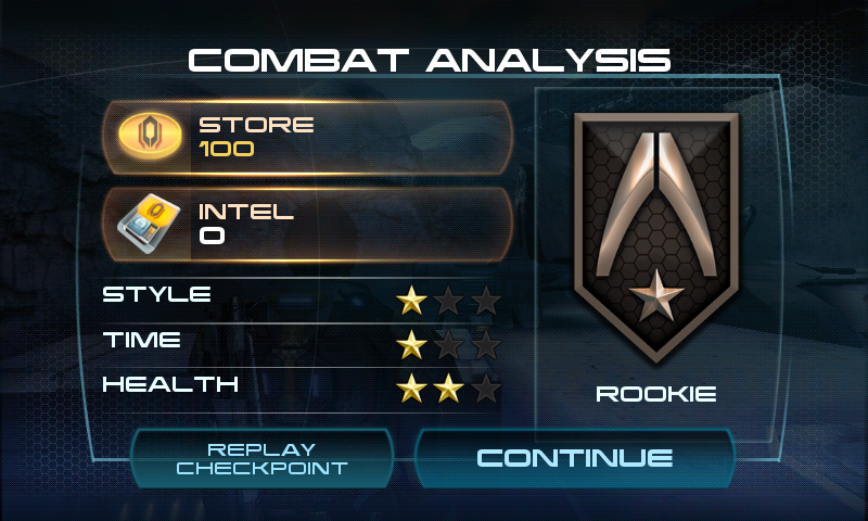Mass Effect: Infiltrator (Android) screenshot: Results for stage