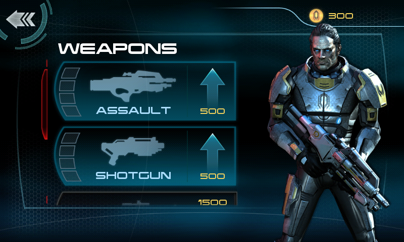 Mass Effect: Infiltrator (Android) screenshot: New equipment can be bought